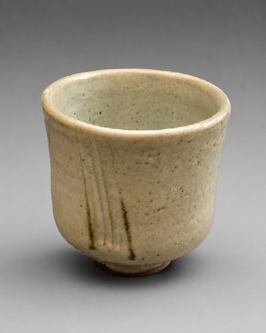 Hamada Shoji — Chawan / Tea Bowl, grasses. A Stoneware chawan [tea bowl] with Grasses Motif, Japanese stoneware, Showa period, 20th century.