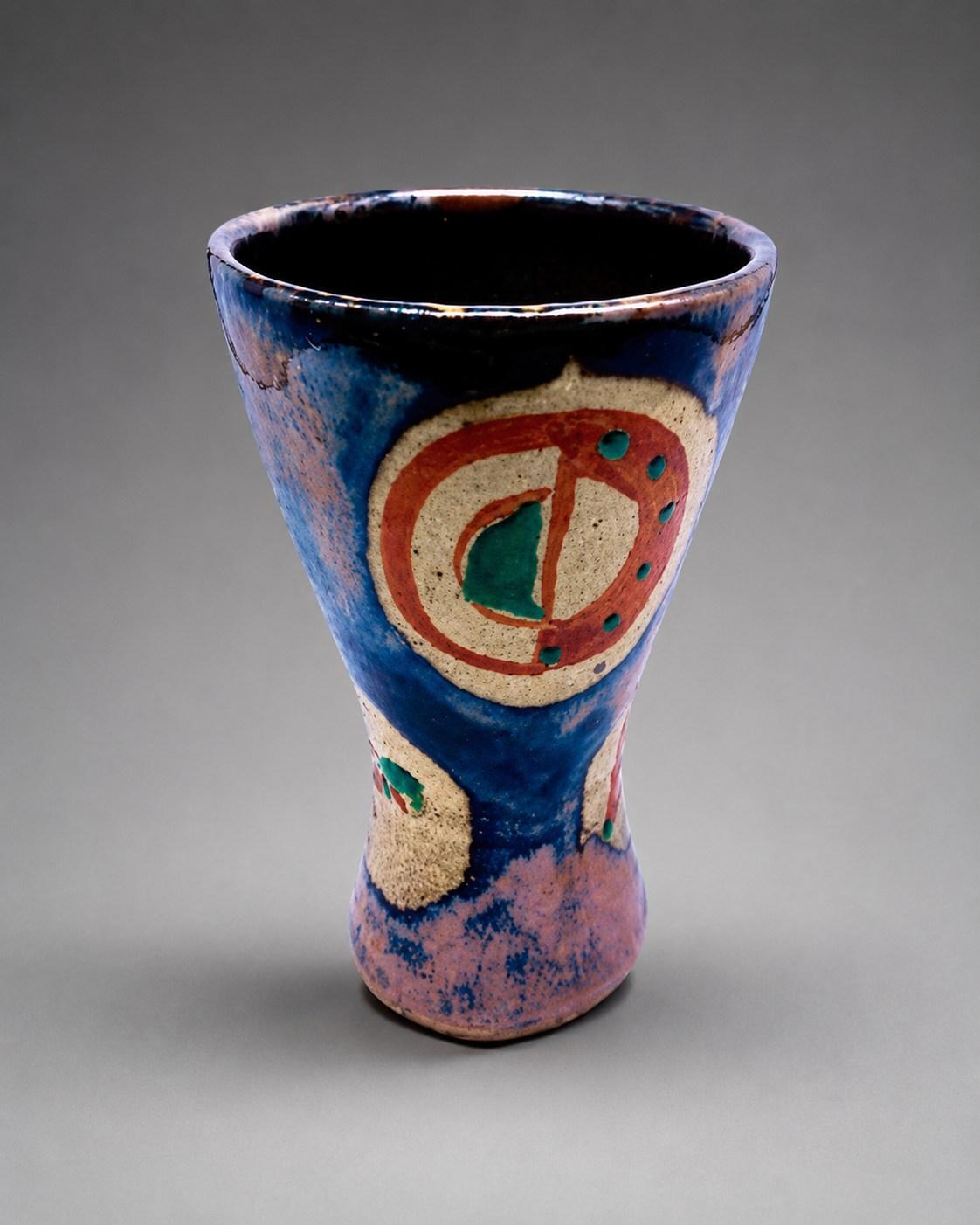 Hamada Shoji — Vase, wax resist. A Stoneware Vase with Abstract Wax Resist Pattern, Japanese stoneware, Showa period, 20th century.