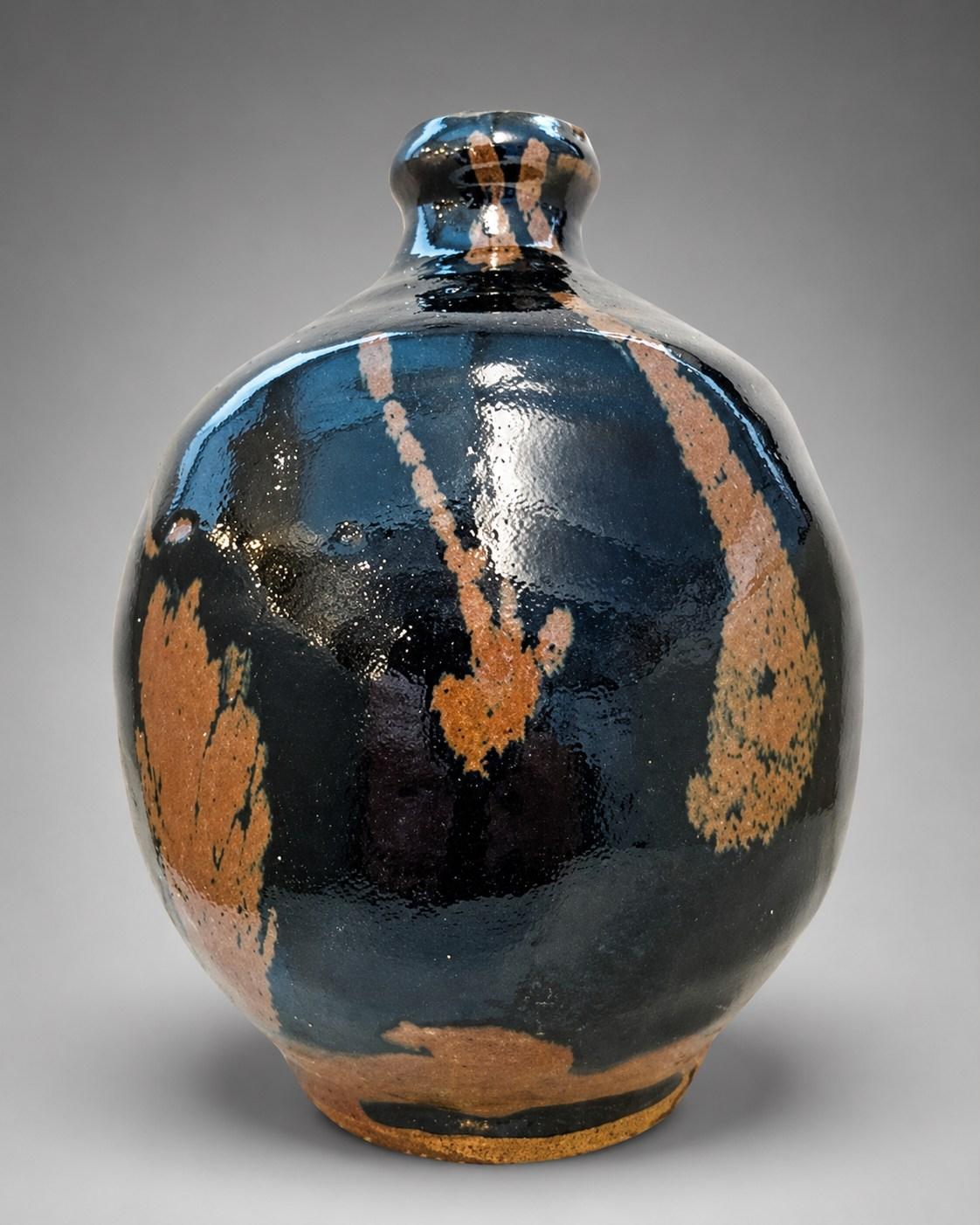 Hamada Shoji — Vase, poured glaze. A Stoneware Vase, Japanese stoneware, Showa period, 20th century.