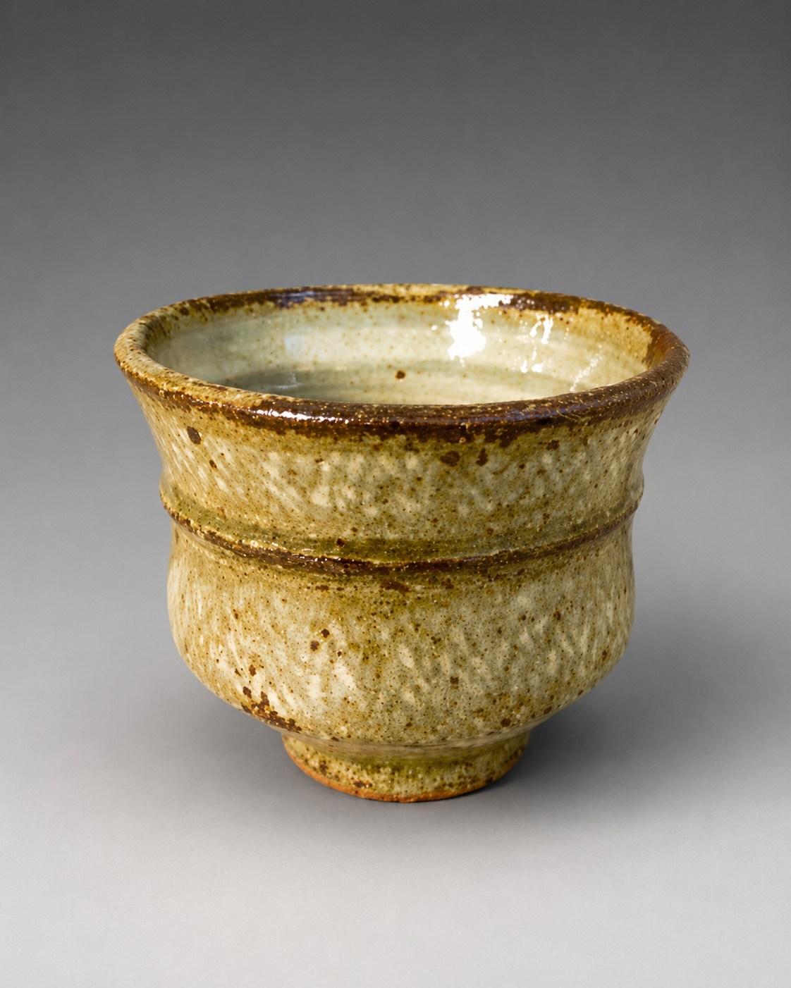 Shimaoka Tatsuzo — Sakazuki / Sake Cup. A Stoneware sakazuki [sake cup], Japanese stoneware, Showa period, 20th century.