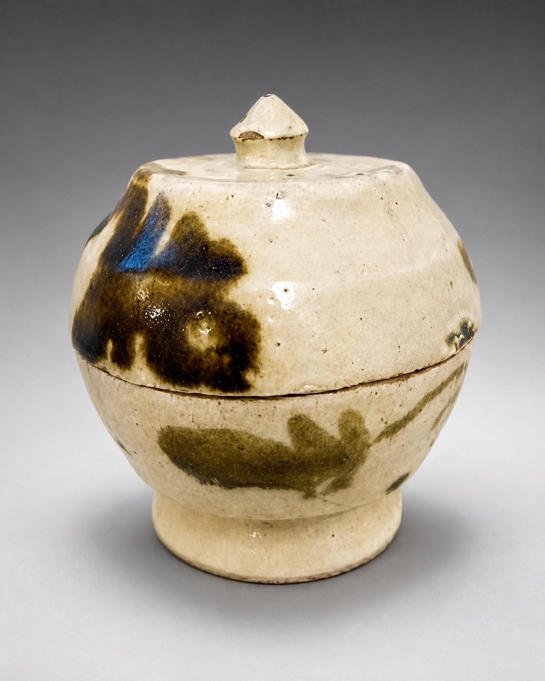 Hamada Shoji — Jar, grasses. A Stoneware Jar and Cover, Japanese stoneware, Showa period, 20th century.